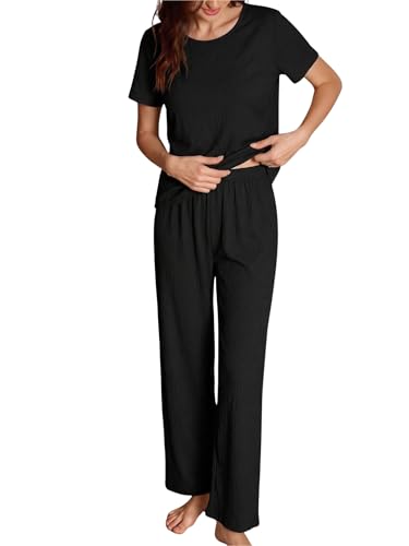 Korean Style Night Suit for Women | Full Pyjama Set | Round Neck Half Sleeve | Everyday Soft & Comfortable Nightwear, Loungewear, Sleepwear for Womens