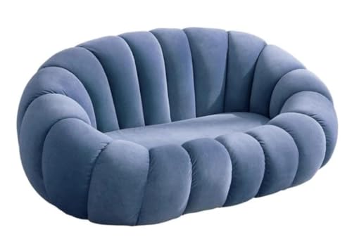 Image of Three Seater Creative Pumpkin Striped Sofa for Living Room Floor Low Pouffe Modern Lounge