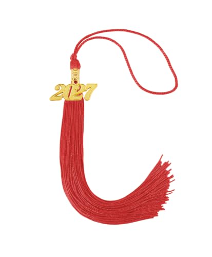 Image of Graduation Tassel 2027 for Grad Cap,Red Tassel with Gold Charm
