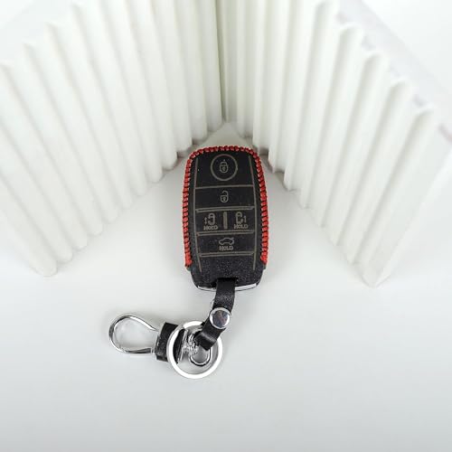 Image of Leather Car Key Cover Case for Kia Carnival (Black)