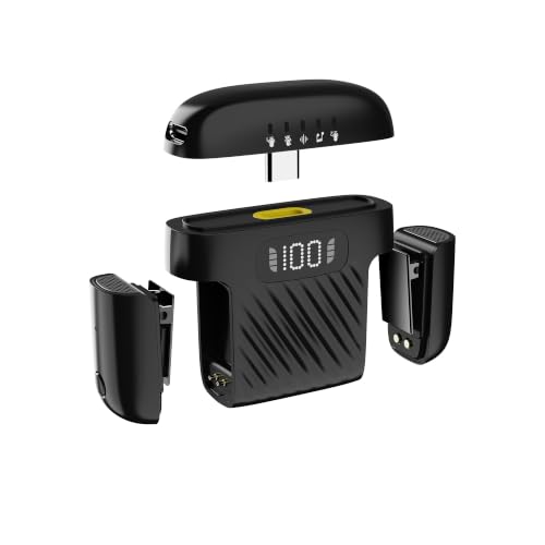 Image of ULTRAPROLINK Sonic Vibe | Dual Wireless Lavalier Collar Mic with Charging Case |Type-C Receiver |ANC & Echo| 15H Use Time, 164' Ft Range for YouTube, Vlogs, Podcasts| UM1215| Black