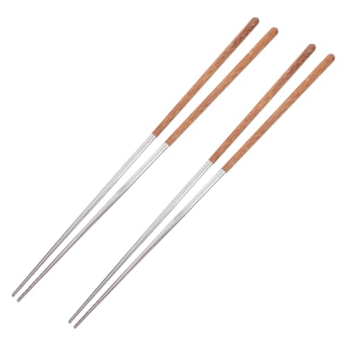 Artibetter 2ペア ステンレス鋼 と 鶏翅 滑り止め 調理用箸 双 火鍋 揚げ物に 熱さ防止 ロングハンドル 料理箸 家用