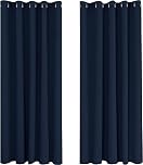Deconovo Blackout Curtains Super Soft Thermal Insulated Curtains Blackout Eyelet Blackout Curtains for Bedroom 66 x 63 Inch Navy Blue 2 Panels
