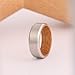 Adreamz 8mm Inlaid Whiskey Barrel Wood Inner Liner Silver Stainless Steel Ring Matte Brushed Beveled Edge Fashion Promise Wedding Band for Men Women Comfort Ring Size 13