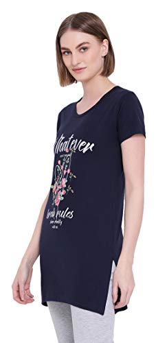 Image of In Love Women's Printed Cotton Plus Size Longline T-Shirt Half Sleeve with Pockets Pack of 2