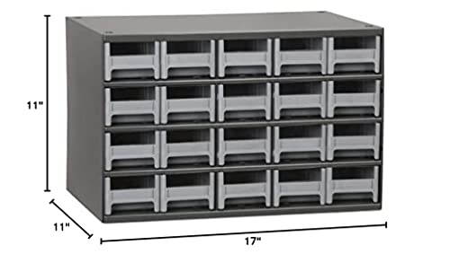 Akro-Mils 19320 Steel Parts Craft Storage Cabinet Hardware Organizer (17-Inch W X 11-Inch D X 11-Inch H), 20-Drawer, Gray Cabinet/Gray Drawers #TOP5