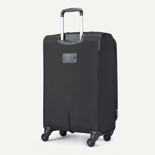 Image of Amazon Basics 23 inch Medium Checked Softside Luggage Suitcase with Spinner Wheels, Expandable Space, Zippered Pockets, Telescopic Handle, Black