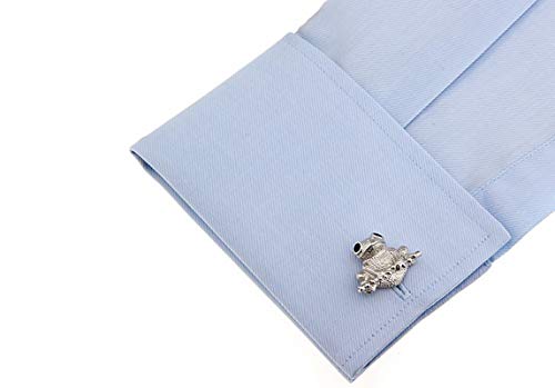 Mancuernillas hombre rana plata negro negocio boda miniatura 2