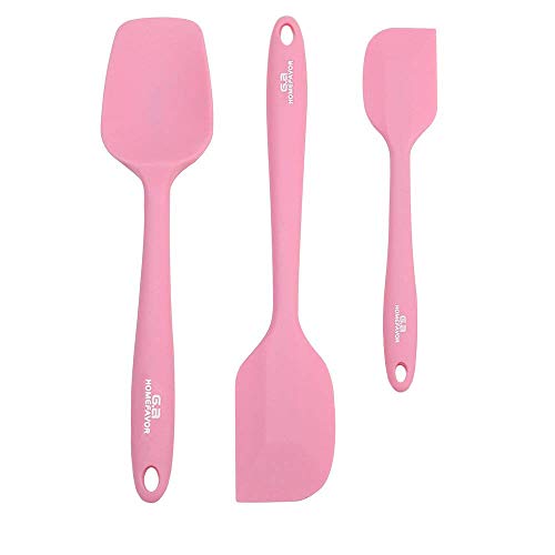 Silicone Spatula Set, Heat-Resistant Spatula - Non-Stick Rubber Spatula for Cooking, Baking, and Mixing (3-Piece Set, Red)