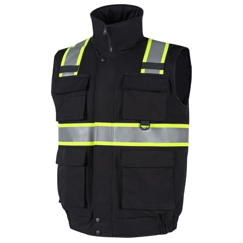 Ploutos - Hi Vis Viz Bodywarmer Fleece Lined Reversible Body Warmer Vest High Visibility Reflective Workwear Security Safety Wear Warm Gilet Waistcoat Top 5xl - View #6