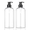KREMORV Empty Plastic Pump Bottles with Dispenser 2 Pack Clear Refillable Pump Bottle for Shampoo, Liquid Soap, Massage Oil