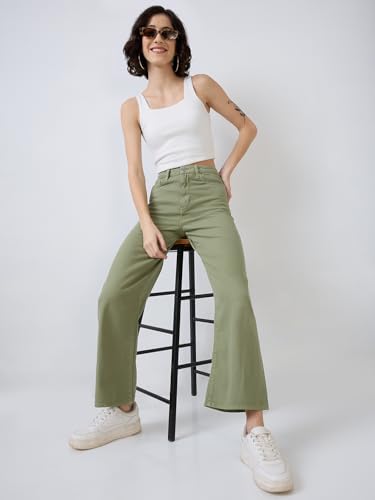 Image of Spykar High Rise Wide-Leg Loose Fit Jeans for Women