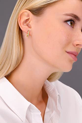 Image of 14K Yellow Gold Huggie Hoop Earrings, Shiny and Small, Round and Oval