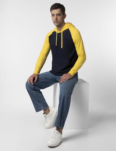 Image of FYLTR Men's Casual Colourblock Raglan Hoodie with Drawstrings - Utility Pockets | Ribbed Hem & Cuff | Winter Hoodie for Men
