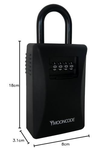 Frostfire Mooncode - 100% Weatherproof Large Portable Key Storage Security Lock with Shackle. Reinforced Security with 2 Year Guarantee. Black