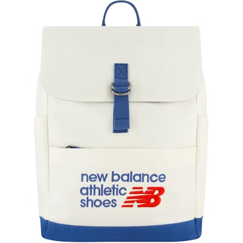 Mochila New Balance de lona, bolsa de viagem casual para homens e mulheres, azul/branca, 49,5 cm, Azul/branco, G