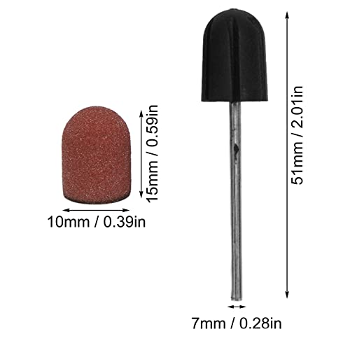 Nail Sanding Drill Bit,Nail Sanding Drill Caps 120 Grit Nail Art Sanding Caps Manicure Polishing Grinding Bands Nail Drill Bits Set including Shaft Nail Sanding Bands - Image 4