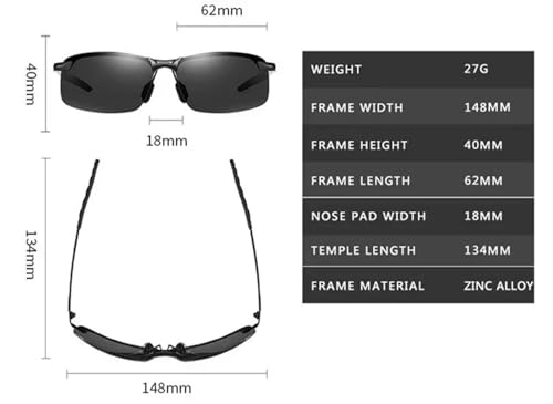 Color Changing Polarized Men Wemen Night Vision Photochrom Outdoor Riding Day and Night Driving Fishing Sunglasses(3)2