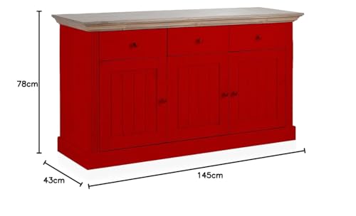 Image of APRODZ Solid Wood Alegre Sideboard Storage Cabinet for Living Room | Red
