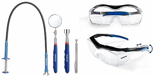 WORKPRO 2 Pack Clear Safety Glasses and WORKPRO 4PC Telescoping Magnetic Pick Up Tool Kit