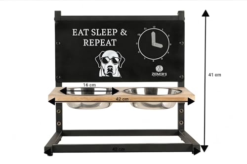 Ziemer´s - Erhöhter Hundenapf -für Hunde – Premium Hundenapf für Haustiere – Perfektes Hundezubehör für Ihr Pet – Ergonomischer Napf für mittlere und kleine Pets - 2X 600ml Näpfe aus Edelstahl
