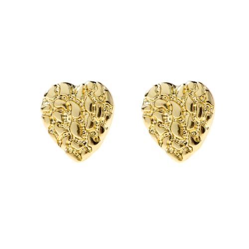 Heart Stud Earrings Gold nugget Earring Gold Heart Earrings 925 Sterling Silver,18K Gold Plated Best Earring for Sensitive Ears Unisex Rough Textured Gleaming Gifts Choice2