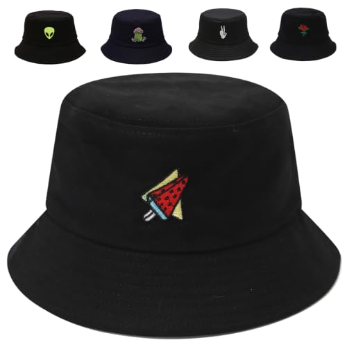 Image of Cotton Bucket Hat for Women Men Summer Travel Sun Beach Bucket Cap, Unisex Outdoor Fisherman Hat