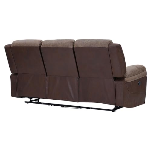 Image of Royaloak Atlanta American Power Motion Fabric Recliner 3S| Comfort Control Panel | Soft Fabric Upholstery | Sturdy Wooden Frame | High Backrest for Lumbar Support | Pocket Spring Comfort