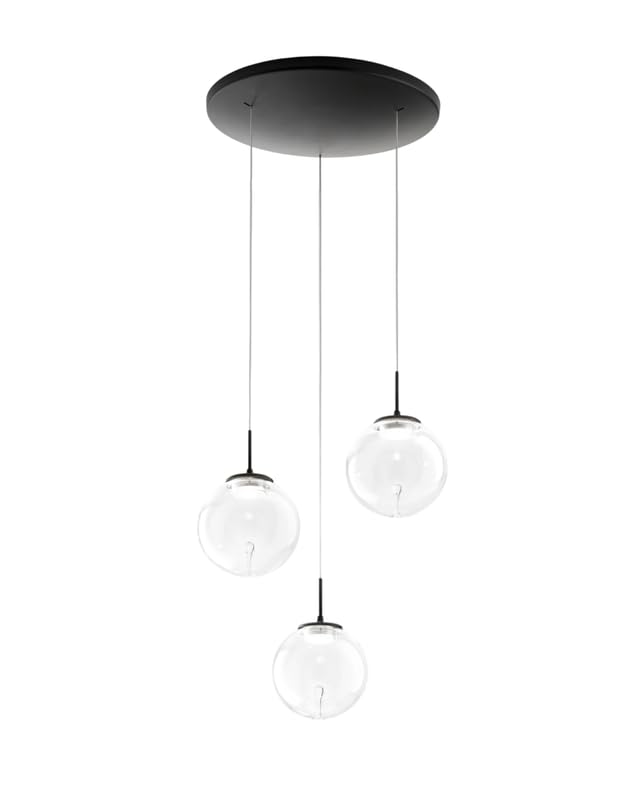 Suspension LED Fabas Luce Ariel 3 lumières dimmable avec rosace ronde 35cm