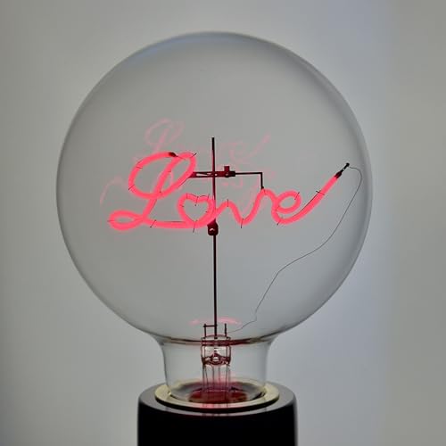 ALL OUT! LOVE Ampoule message à LED Décorative Style Vintage E27 G125 2W 2000K 330°, Ambre, aucun scintillement, non-dimmable