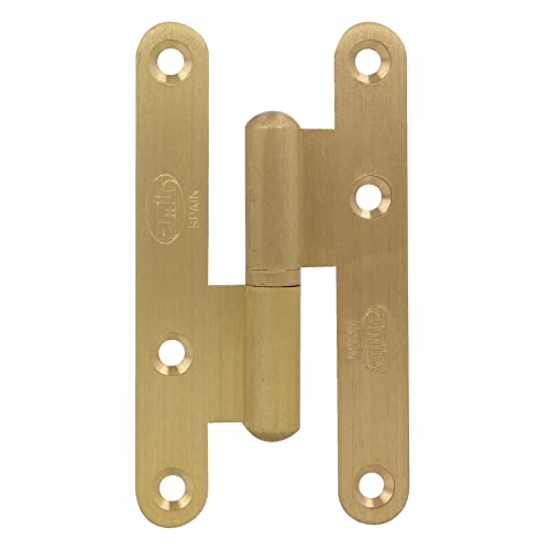 Amig - Cerniera in Acciaio Universale | 3 Fori Svasati | Facile Installazione | Resistente alla Corrosione | Ideale per Porte e Mobili, Ottone Verniciato, Lega di Acciaio