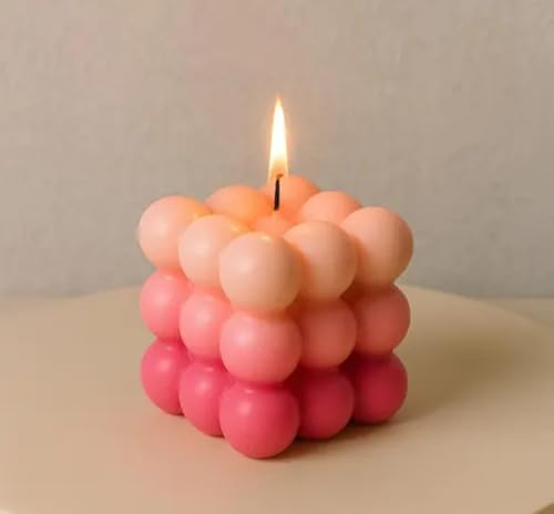 Bougie décorative Bubble Cube rose ombré au design moderne pour intérieur - 2