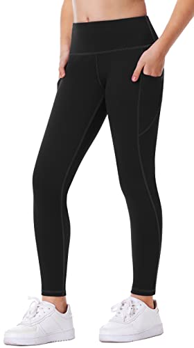 IUGA Girls Leggings with Pockets Dance Athletic Leggings for Girls Elastic Compression Kids Workout Leggings Running Yoga