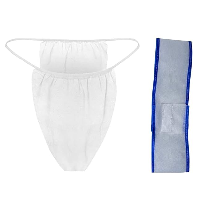 jackpro Pack of 20 Men's Spunlace Disposable Thongs & Headband Massage Centers, Spa, Beauty Parlours.Spa, Travelling, Hotels, Hospital White-picture-51