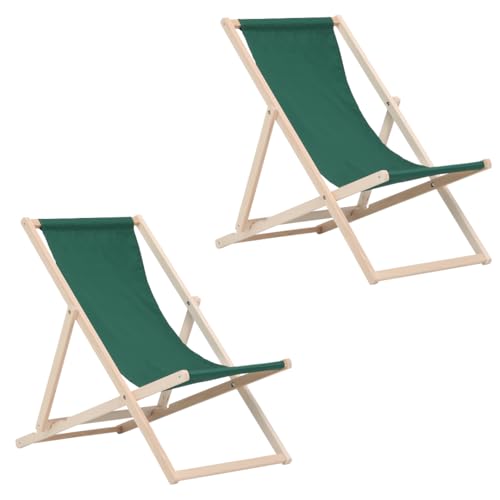 BAS Chaise Longue Pliante en Bois - Lot de 2 Transates de Plage Chaise Vert - Chilienne Pliante - Chaise Longue Jardin Relax Pliable pour Balcon, Plage, terrasse et...