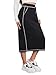 SOFIA'S CHOICE Midi Skirts for Women Drawstirng High Elastic Waist Sweat Skirt with Pockets Black 3X-Large