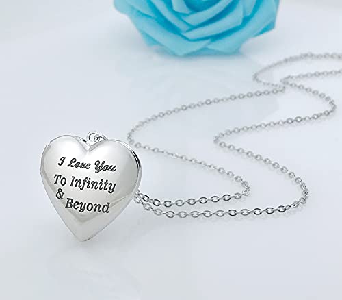 YOUFENG Love Heart Locket Necklace that Holds Pictures Polished Lockets Necklaces Birthday Gifts