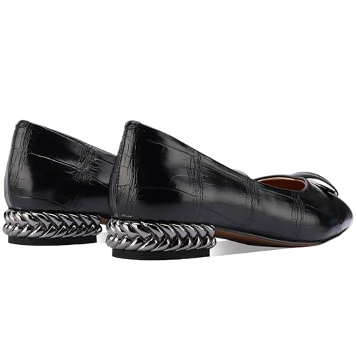 TDD Leather Low Heel Dress Shoes for Women Closed Pointed Toe Wide Flats Pumps Comfortable Wedding Formal Elegantes Ladies Prom Slip On 0.5 Inch Ballet3