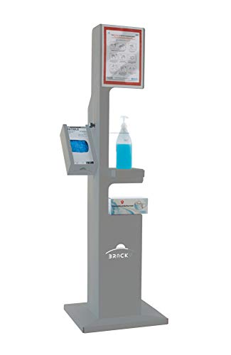 Colonne distributeur gel désinfectant gris RAL9006 pour éviter les fixations murales