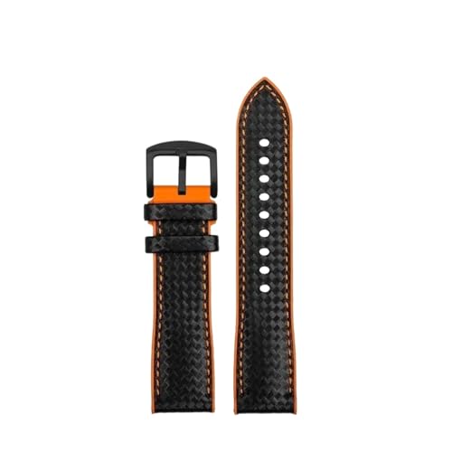 HECHENBAO Compatible con M005430/614 M021407/BM8475 Correa de Reloj de Nailon y Cuero FKM, Color Negro y Naranja, 20, 21, 22 y 23 mm, Pulsera Suave, Ideal for Uso Diario.(Fluororubber Style,21mm)