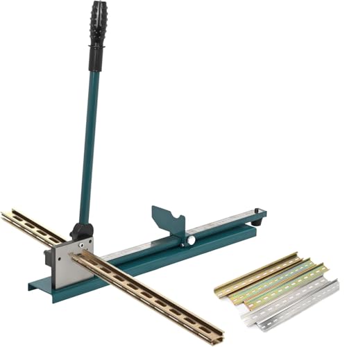 tonchean Din Rail Cutter Double Groove Manual Rail Cutter Tool 50cm/20in Ruler Sliding Baffle for Cutting 1.4inch Width Slotted Aluminium and Steel Din Rails