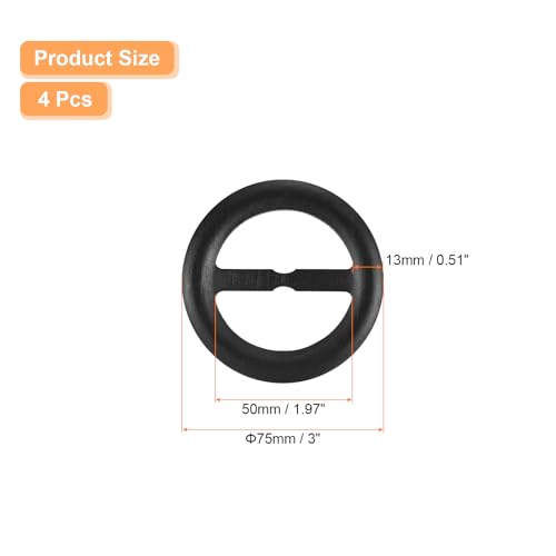 Image of uxcell 4 Pcs T-Shirt Clips, 75mm Wood Scarf Ring Clip Round Tie Circle Clip Buckle Fashion Clothes Corner Knotted Button for Women's Silk Clothing Decoration, Black