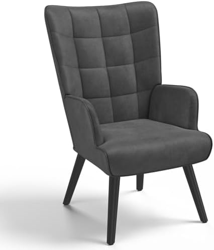 IDMarket - Sillón escandinavo ANIA en terciopelo gris