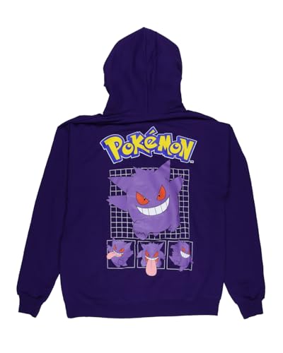 Seven Times Six Pokemon Hoodie Men's Gengar Grid Design Two-Sided Adult Pullover Sweatshirt3