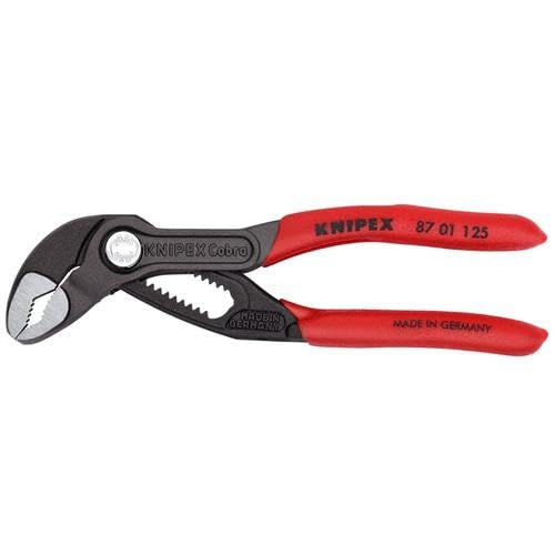 KNIPEX 8701125SB - Mini alicates para bomba de agua de 125 mm, mango de plástico suave Cobra [especificaciones del paquete blíster]