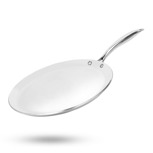 Image of HORNBILLS Tri-Ply Stainless Steel Dosa & Roti Tawa | 28 cm, 4 mm Thick Heavy Bottom | for Dosa, Roti, Chapati, Paratha, Uttapam & Cheela | Gas & Induction Compatible | 5-Year Warranty
