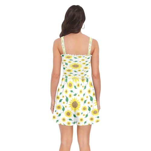 Barboteuse d'été col carré et short fluide imprimé fleurs de printemps décontracté
