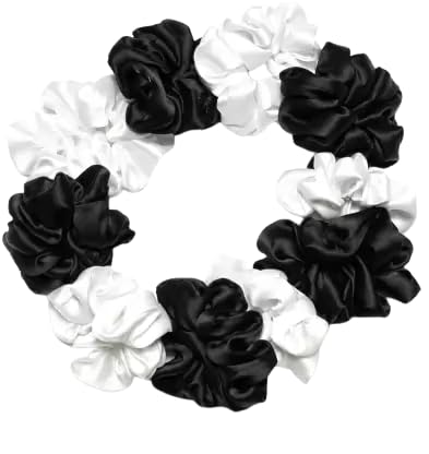 A ONE STAR Silky Satin Scrunchies Ponytail Holder for Girls Women Rubber Band (Black and White, Pack Of -10) (B0CDKXBXB4) Amazon Price History, Amazon Price Tracker