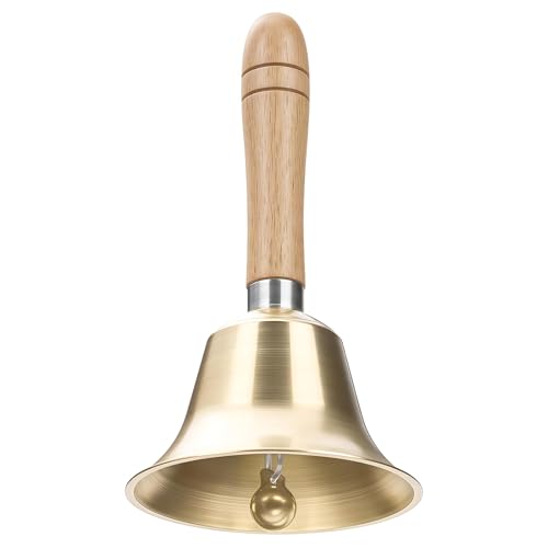 Yamobi Super Laut Handglocke Metall Glocken mit Holzgriff für Senioren zu Hause, Hochzeit, Tierausbildung, Büro, Mahlzeit, Meditation(8CM)