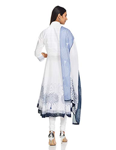 Image of BIBA Women Cotton Asymmetric Solid Suit Set
